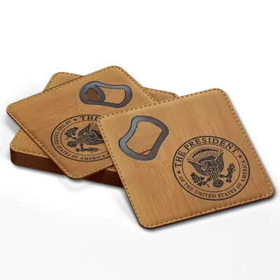 Leather Bottle Opener Coaster - Custom Flags Now